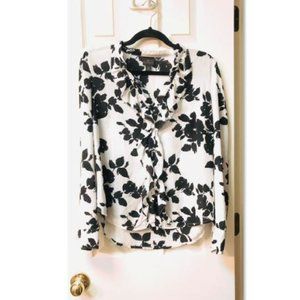 Black and White Floral Blouse
